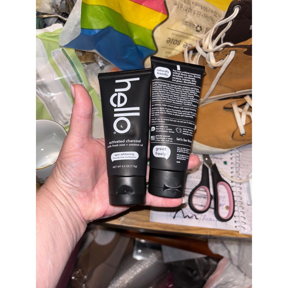 Hello Activated Charcoal Fluoride Free Whitening Toothpaste Fresh Mint 4oz 2pk